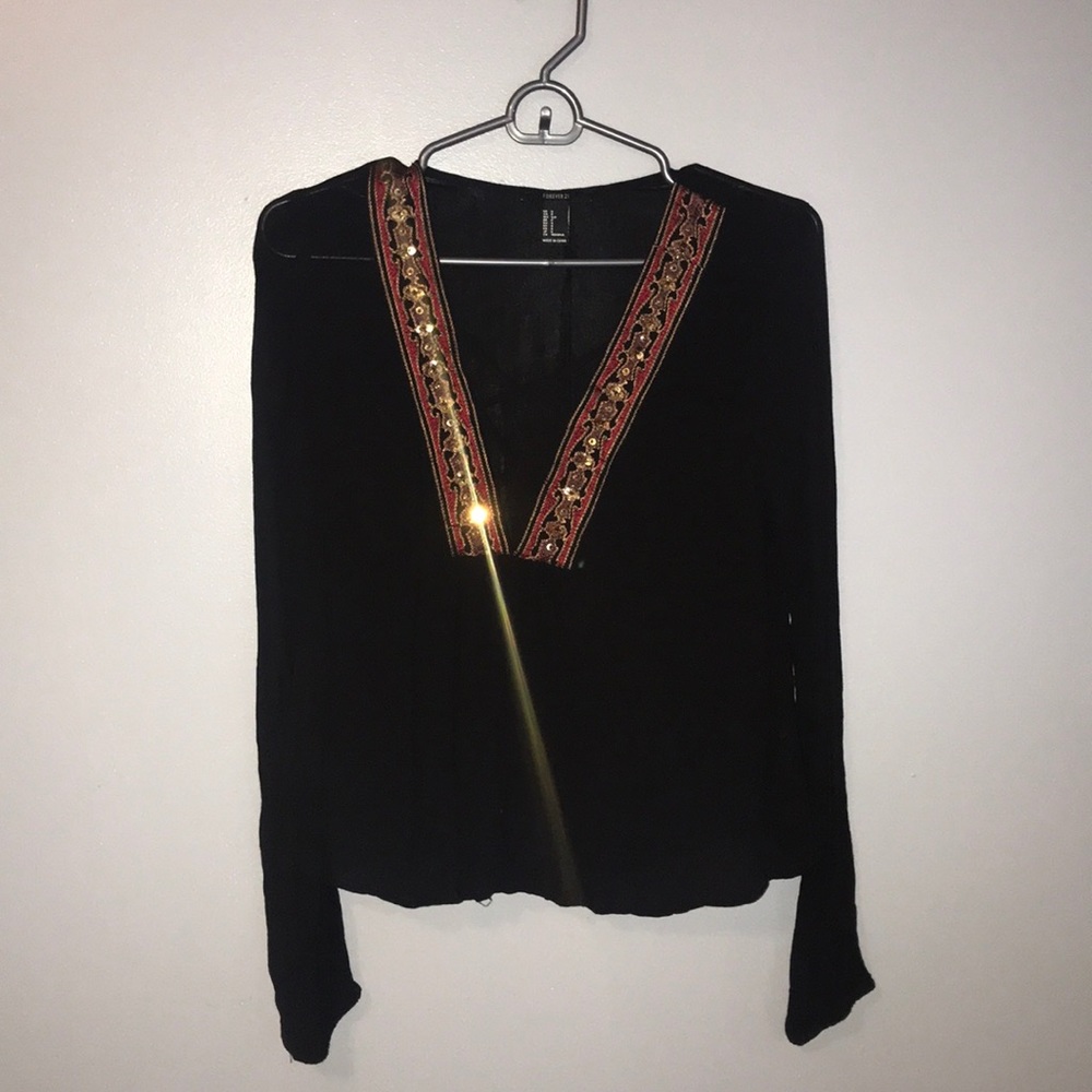 long sleeve, low cut, lace up top